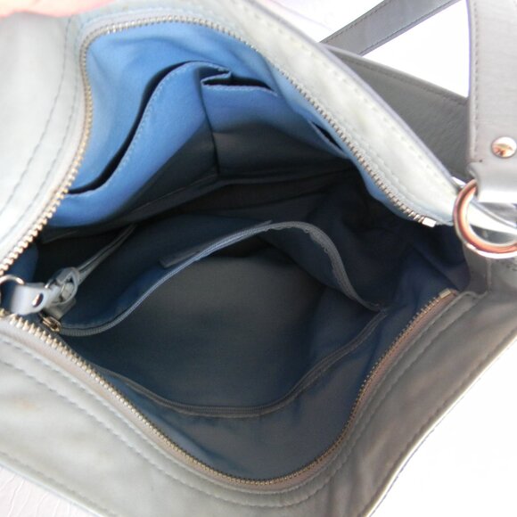 COACH  F14707 Zoe Leather Convertible Shoulder Crossbody LIGHT Blue/GRAY MEDIUM - Picture 7 of 9